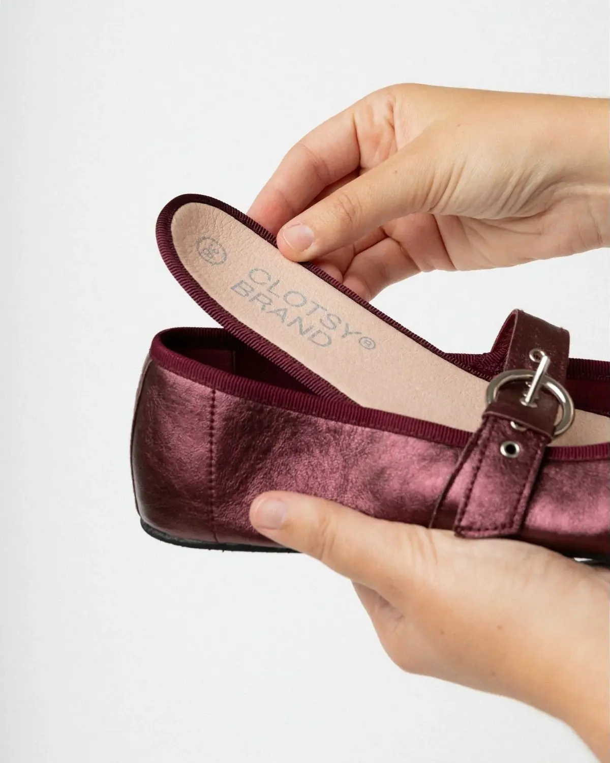 Босоногие балетки Clotsy Fivela — бордовый, фото 4
